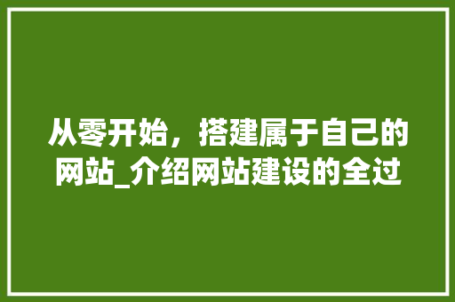 从零开始，搭建属于自己的网站_介绍网站建设的全过程 从零开始，搭建属于自己的网站_介绍网站建设的全过程 GoogleSEO