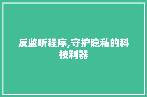 反监听程序,守护隐私的科技利器 反监听程序,守护隐私的科技利器 GoogleSEO