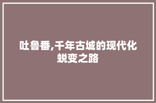 吐鲁番,千年古城的现代化蜕变之路 吐鲁番,千年古城的现代化蜕变之路 神马SEO