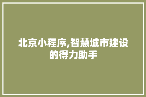 北京小程序,智慧城市建设的得力助手 北京小程序,智慧城市建设的得力助手 百度SEO
