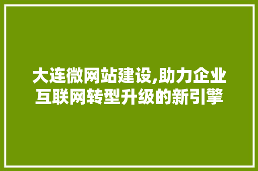 大连微网站建设,助力企业互联网转型升级的新引擎