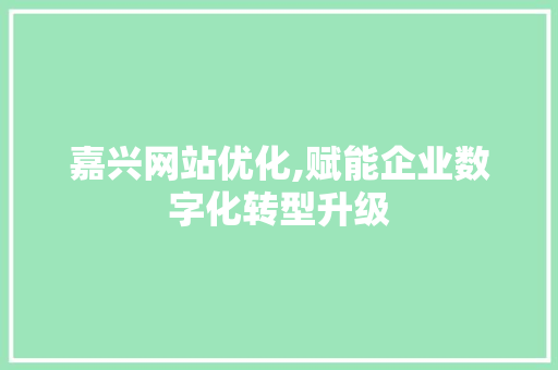 嘉兴网站优化,赋能企业数字化转型升级 嘉兴网站优化,赋能企业数字化转型升级 必应SEO