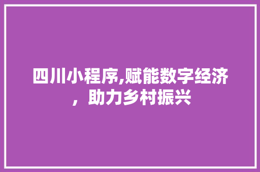 四川小程序,赋能数字经济，助力乡村振兴 四川小程序,赋能数字经济，助力乡村振兴 必应SEO