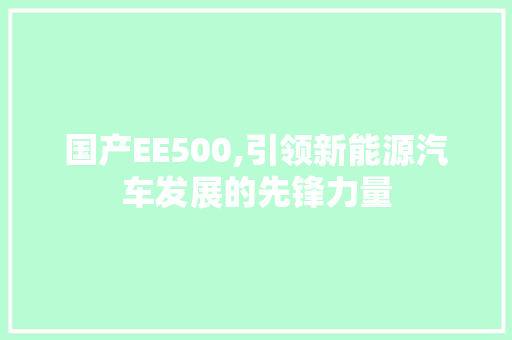 国产EE500,引领新能源汽车发展的先锋力量 国产EE500,引领新能源汽车发展的先锋力量 GoogleSEO
