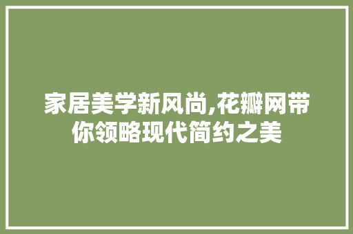 家居美学新风尚,花瓣网带你领略现代简约之美