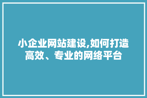 小企业网站建设,如何打造高效、专业的网络平台 小企业网站建设,如何打造高效、专业的网络平台 必应SEO