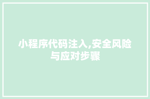 小程序代码注入,安全风险与应对步骤 小程序代码注入,安全风险与应对步骤 GoogleSEO