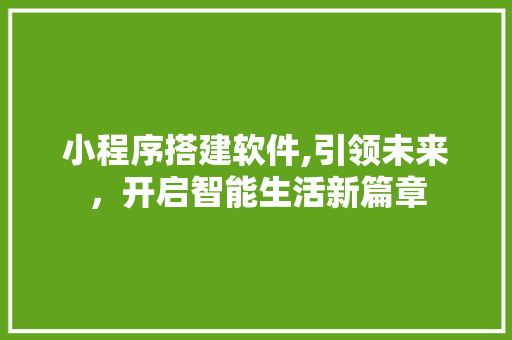 小程序搭建软件,引领未来，开启智能生活新篇章 小程序搭建软件,引领未来，开启智能生活新篇章 百度SEO