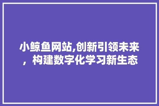 小鲸鱼网站,创新引领未来，构建数字化学习新生态 GoogleSEO