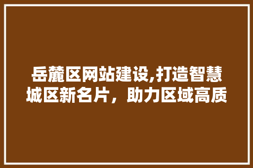 岳麓区网站建设,打造智慧城区新名片，助力区域高质量发展 岳麓区网站建设,打造智慧城区新名片，助力区域高质量发展 GoogleSEO