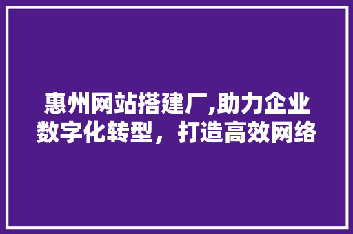 惠州网站搭建厂,助力企业数字化转型，打造高效网络平台 惠州网站搭建厂,助力企业数字化转型，打造高效网络平台 搜狗SEO