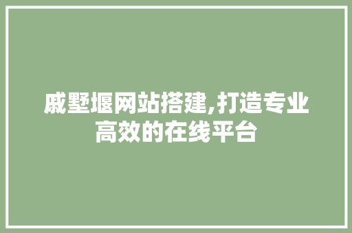 戚墅堰网站搭建,打造专业高效的在线平台 戚墅堰网站搭建,打造专业高效的在线平台 搜狗SEO