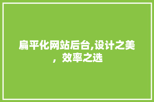 扁平化网站后台,设计之美，效率之选