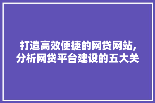 打造高效便捷的网贷网站,分析网贷平台建设的五大关键要素 打造高效便捷的网贷网站,分析网贷平台建设的五大关键要素 百度SEO