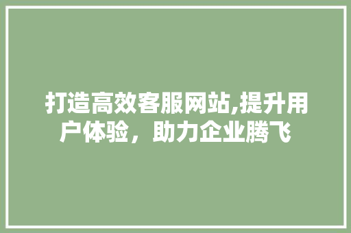 打造高效客服网站,提升用户体验，助力企业腾飞 打造高效客服网站,提升用户体验，助力企业腾飞 神马SEO