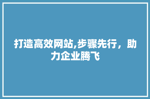 打造高效网站,步骤先行，助力企业腾飞 打造高效网站,步骤先行，助力企业腾飞 神马SEO