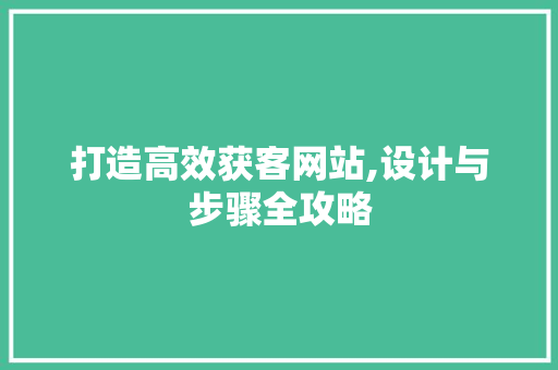 打造高效获客网站,设计与步骤全攻略