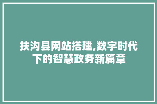 扶沟县网站搭建,数字时代下的智慧政务新篇章