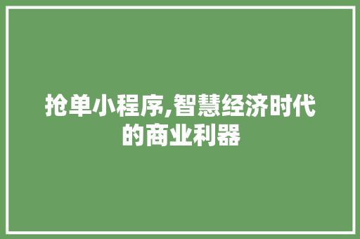 抢单小程序,智慧经济时代的商业利器 抢单小程序,智慧经济时代的商业利器 GoogleSEO