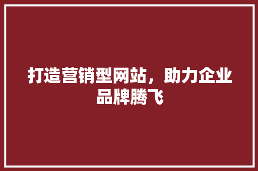 打造营销型网站，助力企业品牌腾飞