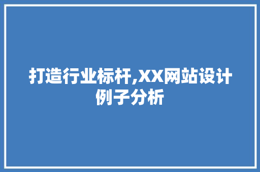 打造行业标杆,XX网站设计例子分析
