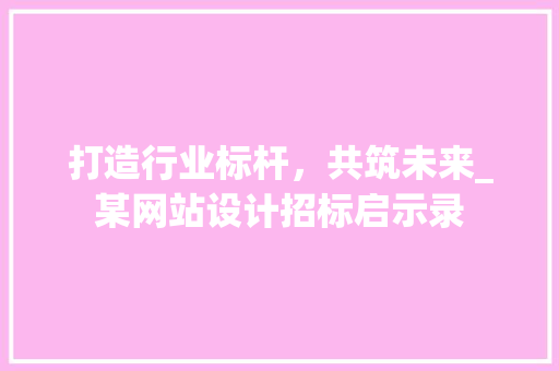 打造行业标杆，共筑未来_某网站设计招标启示录