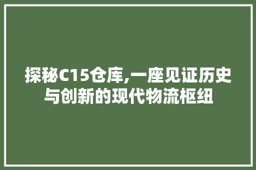 探秘C15仓库,一座见证历史与创新的现代物流枢纽 探秘C15仓库,一座见证历史与创新的现代物流枢纽 神马SEO