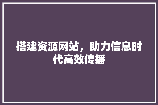 搭建资源网站，助力信息时代高效传播 搭建资源网站，助力信息时代高效传播 神马SEO