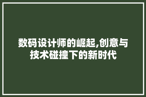 数码设计师的崛起,创意与技术碰撞下的新时代 数码设计师的崛起,创意与技术碰撞下的新时代 神马SEO