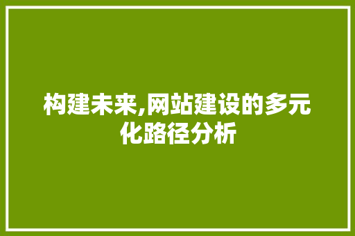 构建未来,网站建设的多元化路径分析 构建未来,网站建设的多元化路径分析 必应SEO