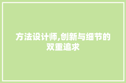 方法设计师,创新与细节的双重追求 方法设计师,创新与细节的双重追求 必应SEO