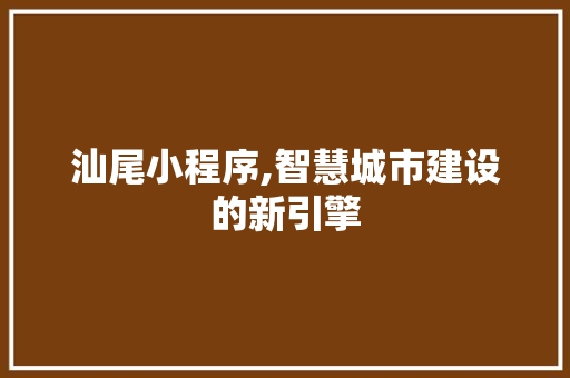 汕尾小程序,智慧城市建设的新引擎