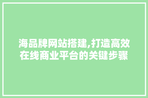 海品牌网站搭建,打造高效在线商业平台的关键步骤 海品牌网站搭建,打造高效在线商业平台的关键步骤 搜狗SEO