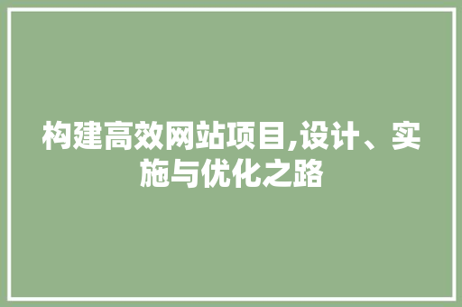 构建高效网站项目,设计、实施与优化之路 构建高效网站项目,设计、实施与优化之路 必应SEO