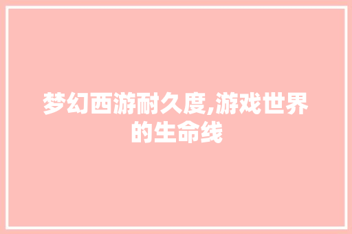 梦幻西游耐久度,游戏世界的生命线 梦幻西游耐久度,游戏世界的生命线 神马SEO