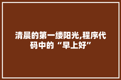 清晨的第一缕阳光,程序代码中的“早上好”