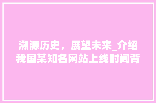 溯源历史，展望未来_介绍我国某知名网站上线时间背后的故事