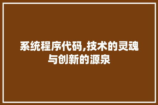 系统程序代码,技术的灵魂与创新的源泉 系统程序代码,技术的灵魂与创新的源泉 百度SEO
