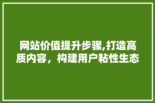 网站价值提升步骤,打造高质内容，构建用户粘性生态 网站价值提升步骤,打造高质内容，构建用户粘性生态 GoogleSEO
