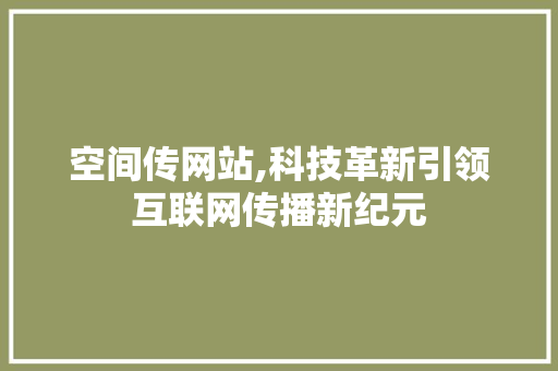空间传网站,科技革新引领互联网传播新纪元 空间传网站,科技革新引领互联网传播新纪元 神马SEO