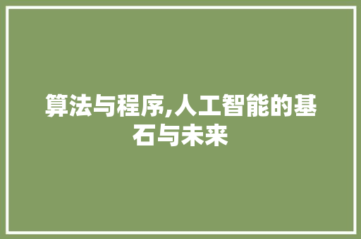 算法与程序,人工智能的基石与未来 算法与程序,人工智能的基石与未来 搜狗SEO