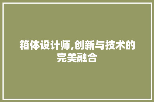 箱体设计师,创新与技术的完美融合 箱体设计师,创新与技术的完美融合 GoogleSEO