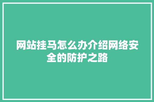网站挂马怎么办介绍网络安全的防护之路 网站挂马怎么办介绍网络安全的防护之路 神马SEO
