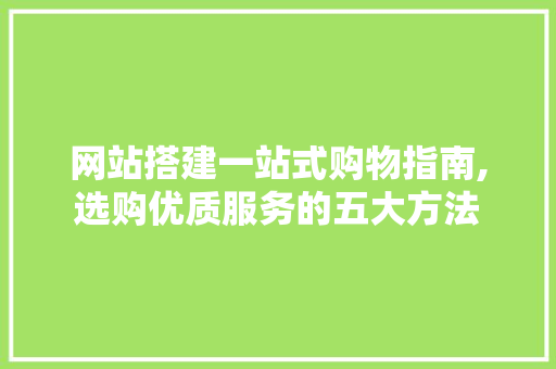 网站搭建一站式购物指南,选购优质服务的五大方法
