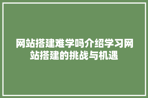 网站搭建难学吗介绍学习网站搭建的挑战与机遇 必应SEO