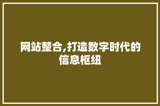 网站整合,打造数字时代的信息枢纽 网站整合,打造数字时代的信息枢纽 GoogleSEO