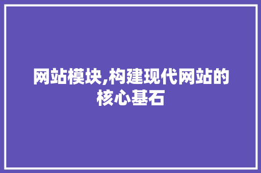 网站模块,构建现代网站的核心基石 网站模块,构建现代网站的核心基石 GoogleSEO