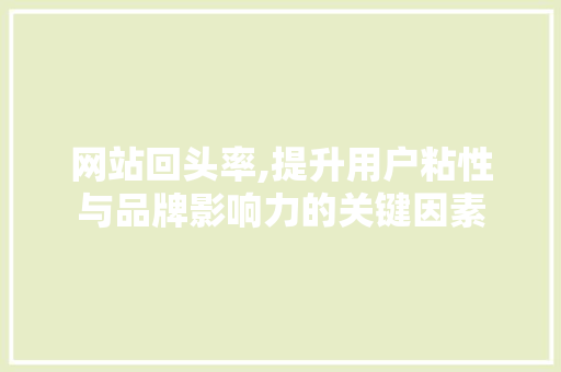 网站回头率,提升用户粘性与品牌影响力的关键因素 网站回头率,提升用户粘性与品牌影响力的关键因素 神马SEO