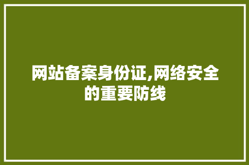 网站备案身份证,网络安全的重要防线