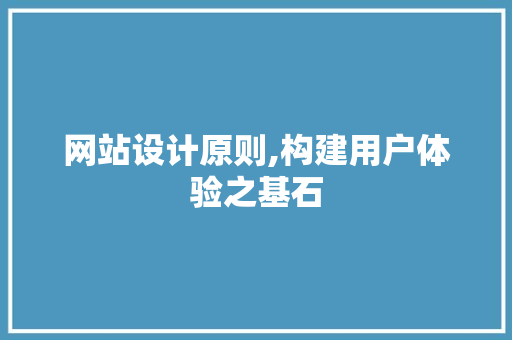 网站设计原则,构建用户体验之基石 网站设计原则,构建用户体验之基石 百度SEO